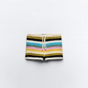 ZARA STRIPED CROCHET SHORTS SIZE MEDIUM 🐚